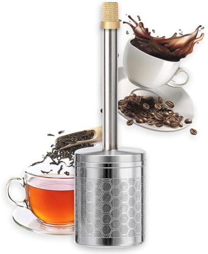 Portable Stainless Steel Micro French Press – Coffee and Tea Maker, Reusable Plunger Filter, Press Type Coffee Infuser for Home and Travelling