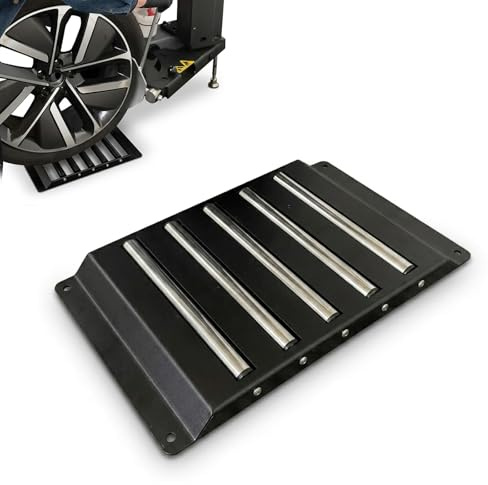 Soporte con Rodillos para Neumáticos, Ayuda para Montaje de Ruedas con 5 Rodillos de Acero Inoxidable Plataforma Giratoria Antideslizante Universal para Taller Garaje y Mantenimiento de Llantas