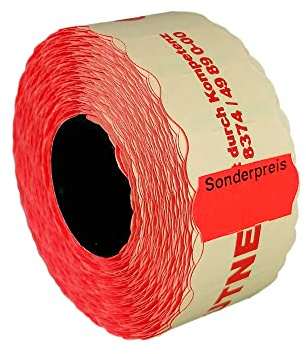 Sonderpreis-Etiketten 10 Rollen 26x12 leucht-rot permanent Aufdruck: Sonderpreis 15.000 Etiketten für Preisauszeichner von HUTNER