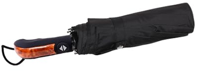 DORRISO Herren Luxus Automatisches Öffnen/Schließen Regenschirm Windsicher Regenschirm-J-Griff aus Holzimitat Geschäft Reise Groß Herren Taschenschirm Gerader Griff Gelb