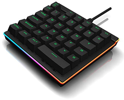 KUANDARMX Gaming Keypad Teclado Gaming De Una Mano Teclado para Juegos, USB, Alámbrico Teclas Y Macros Programables, Black