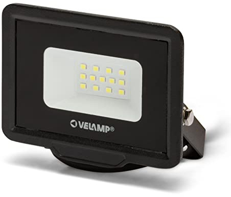 Velamp Proiettore LED SMD 10W - Impermeabile IP65 - Luce Bianco Naturale 4000K - Colore Nero - Ideale per Esterni