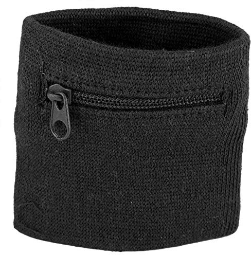VGEBY Reißverschluss Armband Unisex Münzschlüssel Aufbewahrung Sport Handgelenk Geldbörse für Fitnessstudio Laufen Joggen Basketball Fußball(schwarz)