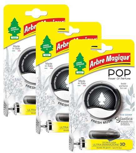 Arbre Magique POP, parfum auto solide, frais et doux, durée 30 jours, design italien, lot de 3 pièces