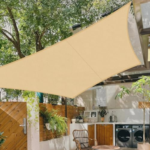 Cool Area Toldo Vela de Sombra Impermeable Cuadrado 2.5x2.5m Protección UV PES Toldos para Patio Exterior Jardín Terraza-Arena