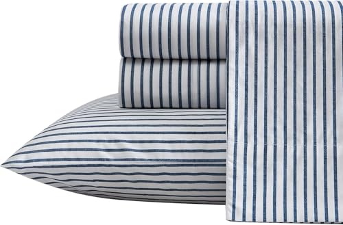 Nautica - Twin Sheets, Cotton Percale Bedding Set, Casual Home Decor (Harmead Navy, Twin)
