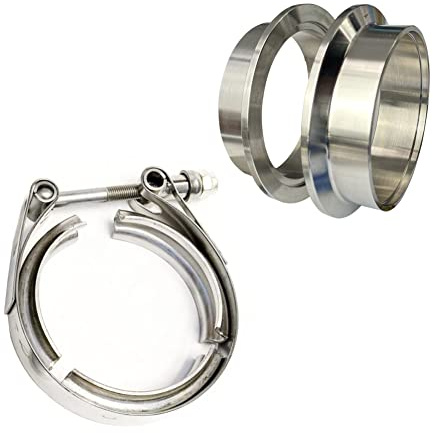 RCCT 3 Zoll Auspuff V-Band Schelle Edelstahl 304 Kit – mit 2PCS Male & Female Flansch, 76 mm V-Band Clamp, Anschweißringe & Zentrierringe für Turbos (3.0In(76mm))