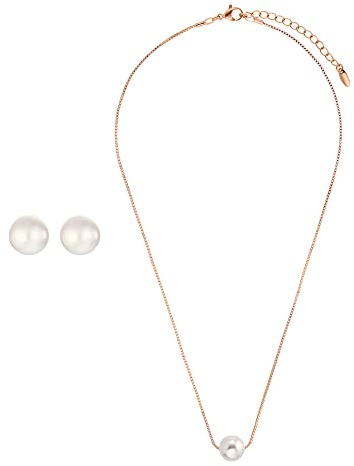 Heideman Set Fabien Halskette und Ohrstecker Damen Edelstahl mit Perle weiß | Schöne Geschenkidee zum Geburtstag oder Muttertag, alltagstauglich, hautfreundlich, nickelfrei und leicht.