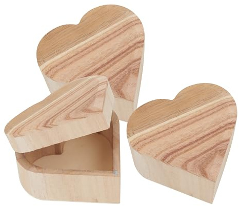 VBS 3er-Pack Holzkästchen Herz 10,5x9,5x5,5cm Aufbewahrungsbox Herzschatulle Geschenkschachtel