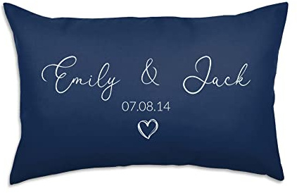 rucomfy Fibre Filled Custom Gift Cushion for Him or Her - Personalised Name and Date Home Decor Picture Throw Pillow for Birthday Wedding Anniversary - Navy (60 x 40cm)