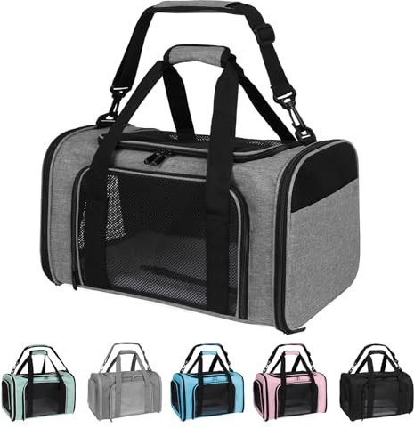 Yipincover Carriers Soft-Sided Pet Carrier Case for Small Medium Cats Dogs Puppy Under 15 lbs,Airline Approved Cat Carrier with 4 Ventilated Windows (Medium,Grey&Black)