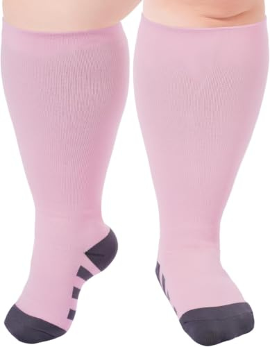 Ancrina Kompressionssocken in Übergröße für Damen und Herren, breite Waden, 15–20 mmHg, kniehohe Stützsocken für den Kreislauf, Krankenschwestern, Schwangere, Laufen, Reisen