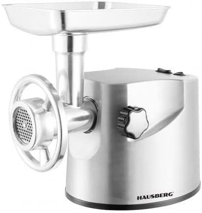 HAUSBERG HB-3445 Elektrischer Fleischwolf aus Aluminium, 3-in-1, Kapazität 2 kg, 3200 W