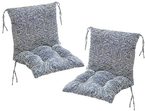 JTBDWOSK 2 Stück Stuhlkissen mit Rückenteil Sitz, Rückenkissen mit Bänder, Niedriglehner Auflage Polsterauflage Gartenstuhl (40x40cm),M