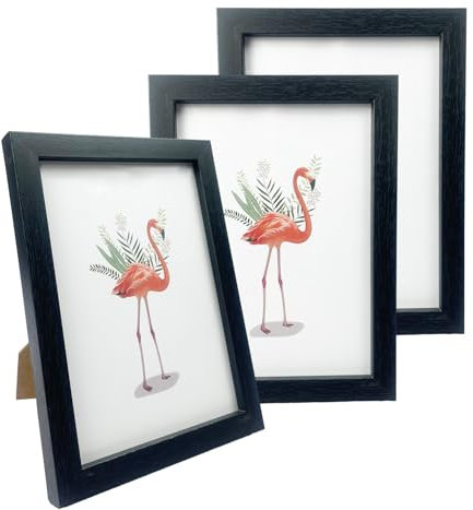 Mafagwre 3er-Set Bilderrahmen, Holz Fotorahmen mit Acrylglas, Photo Frames, Horizontal oder Vertikal für Wandbehänge oder Tischdekoration (Schwarz, 10x15 cm)