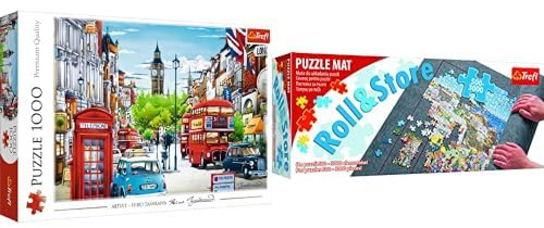 Bundle Trefl Puzzle Straße in London, Großbritannien 1000 Teile + Puzzlematten 500-3000