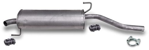 ATEC Germany Auspuff Schalldämpfer Set 1x Endschalldämpfer, 2x Anschlagpuffer, 1x Bügelschelle Ø 45 mm Kompatibel mit FIAT GRANDE PUNTO (199_), PUNTO (199_), PUNTO EVO (199_)