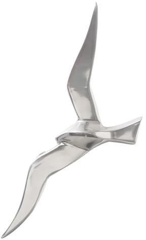 RiloStore Möwe 34cm breit silber farben Aluminium Wanddekoration b012 Wanddeko Möwen Vögel Wandobjekt Vogel-Skulpturen Wandbild Dekovögel Metallvögel