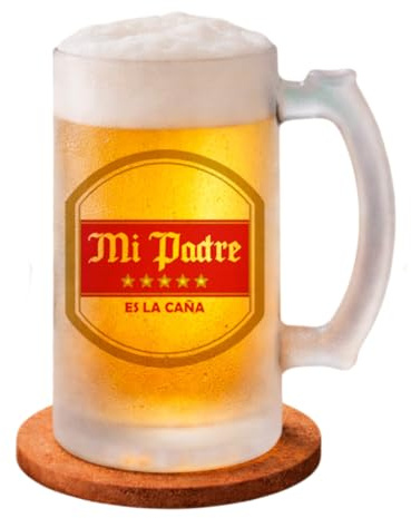 Genérico Jarra de Cerveza Personalizada Mi Padre es la Caña Cristal Esmerilado Mate 500 ml Regalo Papá Día del Padre