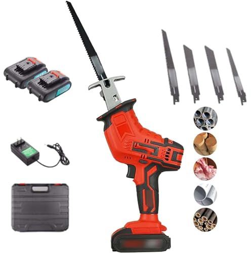 MAYFABD Cordless Bone Saw Machine Cordless Reciprocating Saw Butcher Cutting Machine with Rechargeable Battery Electric Hand Saw Meat Cutter for Bone Meat Wood Metal PVC Cuting,A