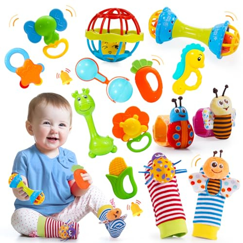 Wootoyz Baby Toys 0-6 Months Newborn Toys,Sensory Toys for Babies 0-12 Months Baby Rattle Toys Wrist Socks Educational Toys for 6-18 Months Boys Girls Baby Gifts for 12-18 Months Christmas Birthday