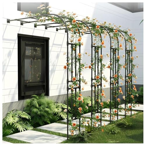 Arche De Jardin À Moitié Face, Tonnelle en Métal pour Plantes Grimpantes, Support pour Plantes Grimpantes, Treillis pour Intérieur Et Extérieur, Pelouse De Jardin, Décoration De Fête(W2.2M X H2.4M)