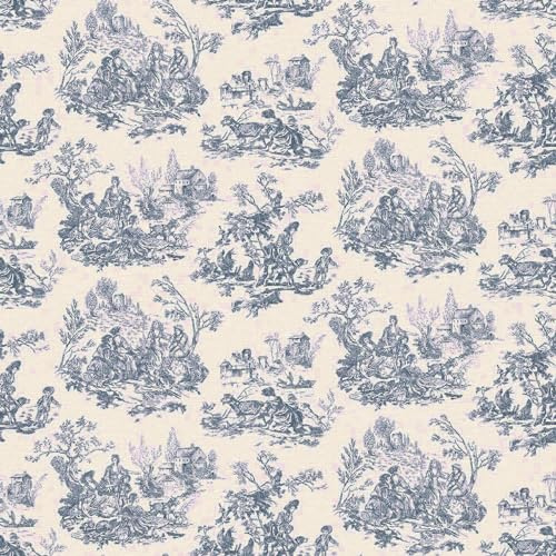 Toile De Jouy Navy Wallpaper - Animal Print Farmland Classic Vintage Traditional - Stylish Feature Wall