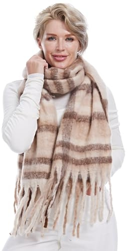 DiaryLook Karierter Warmer Deckenschal für den Winter, Lange Damen Schals, kariert, weich, Wolle, Tartan für Frauen