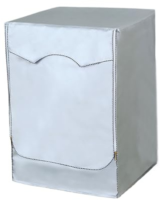 siduytin Waschmaschinen Abdeckung für den Außenbereich, mit aufklappbarer Vorderseite, wasserdichtem Oxford Stoff, robustem Metall Zugkopf, der die Vorderseite annimmt, Silber, 60 * 50 * 85cm
