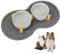 Vexillic Ciotole per Cani Ceramica, 400ML 2 Pacchi Ciotola Rialzata per Cani, Ciotole Cane con Supporto in Bambù e Tappetino Antiscivolo Adatto a Cani di Media e Piccola (Grigio)