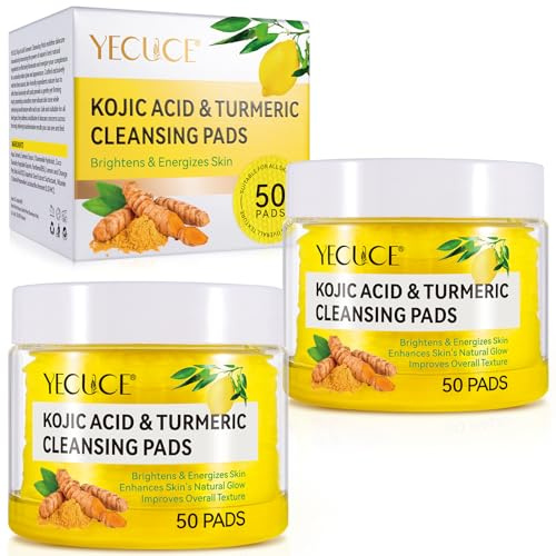 100 tamponi detergenti con acido kojico e curcuma, tamponi esfolianti per il viso bilanciano l'olio e l'acqua, morbidi e profondamente puliscono i pori