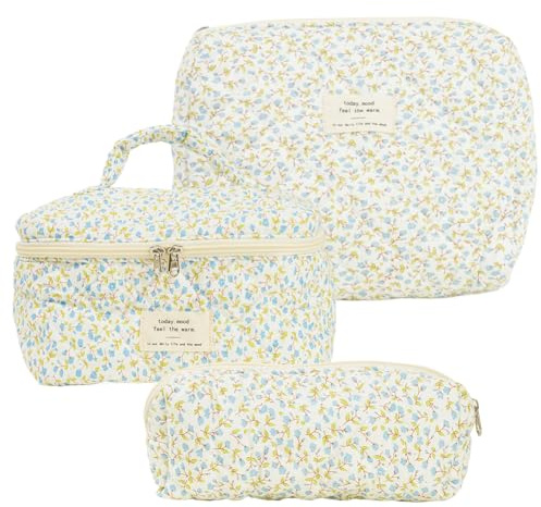 GSenhui Kosmetiktasche Set 3Stück Makeup Bag Aesthetic Coquette Bag Blumen Kulturtasche Damen 3er Set Cosmetic Bag Cute Beauty Bag Groß Reise
