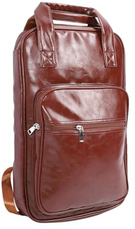 Alomejor Große Tasche für Trommelstöcke, Wasserdichter PU-Rucksack Zur Aufbewahrung von Trommelstöcken und Schlägeln mit Viel Stauraum für Perkussionisten (Bräunliches Rot)