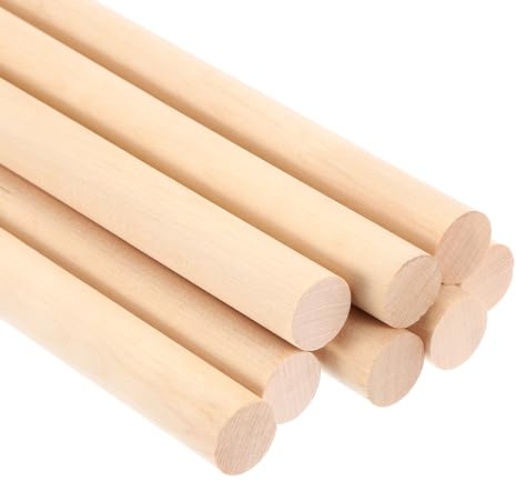 PATIKIL 7/9x7,87 Pollici Asta in Legn, 240pz Asta in Legno Bastone in Legno Tondi Non Finiti in Legno Duro per Artigianato Fai Da Te Decorazione Casa, 20mm x 200mm