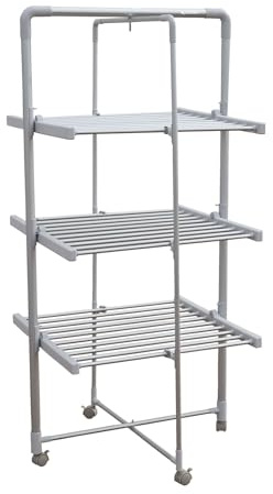 Cofan Étendoir électrique tour | 4 roues omnidirectionnelles avec frein | Puissance : 300 W | Séchoir à linge portable à séchage rapide