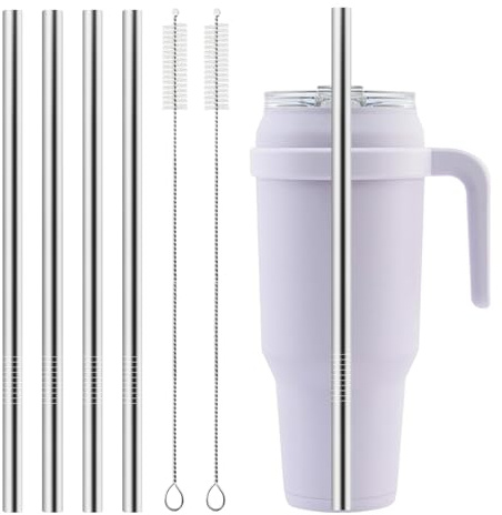 XZESH Pajita de repuesto para vaso Reduce Cold1 de 50 onzas con asa, popote de metal reutilizable para reducir el vaso, pajitas rectas de acero inoxidable con 2 cepillos limpiadores de pajitas,