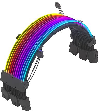NPXUAMTJ Cavo di prolunga per scheda madre ARGB da 18 AWG, 3 x 8 pin, 24 pin, VGA GPU RGB PC, cavo di prolunga per PC