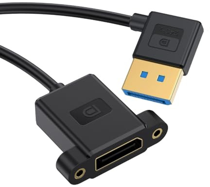 CY Cable Ultrafine Right Angled DisplayPort 1.4 DP Male to Female Extension Cable 8K 60hz 4K 144hz for Desktop Laptop Monitor Graphics Card 30cm