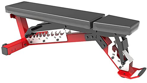 Hantelbank, verstellbare Trainingsbank, Mehrzweck-Übungsbank, professionelle Schrägbank, Krafttrainingsgerät für Zuhause, Fitnessstudio, Langhantel, Hantel-Trainingsbelastung, 1000 kg, Rot, 142 x 60 x