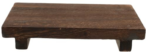 Anneome Plateau à Savonnette en Bois Rustique Grand Format Support sur Pied en Bois Massif Finition Vintage Socle Décoratif Multi-usages Salle De Bain Cuisine Support pour Savonnette Et Petits Objets