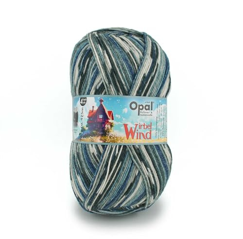 Opal Wirbelwind 4-fache Sockenwolle, 75% Schurwolle, 25% Polyamid, 425 m/100 g, Nadelstärke 2-3 mm (11475 lachender Wind)