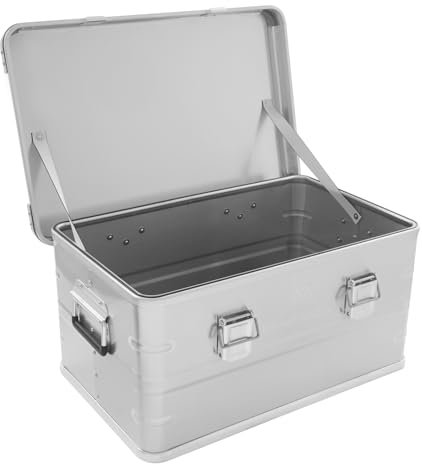 Alubox Alukiste - Premium Lagerbox 50 Liter - Materialstärke 1mm - Deckel verwendbar als Transportbox, Werkzeugkiste, Lagerbox (Silber)