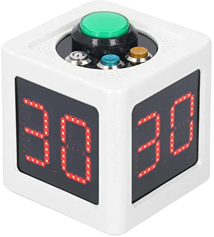 TOOLSGO Herramientas Good 1.4 Pulgadas Temporizador de Cubo de 4 Lados LED Digital Countdown Rechan Stopwatch para la reunión de Estudio de Juegos recreativos (Blanco)