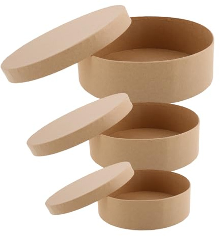 AKOOSY 3piezas Cajas De Papel Redondas Diy Para Almacenamiento y Para Té Manualidades y Presentaciones Elegantes Personaliza Con Dibujos y Diseños Únicos