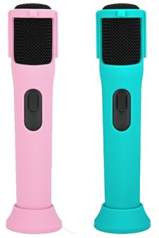Lot de 2 coques de protection en silicone pour microphone sans fil JBL PartyBox – Résistantes aux chocs, à la poussière et à l'eau pour une utilisation sans souci n'importe où, rose et vert