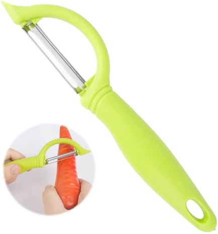 Sparschäler Linkshänder Kartoffelschäler Spargelschäler Schäler Küche Spfelschäler Gemüseschäler Obstschäler, Zackenschliffklinge, Ergonomischer Silikongrif Griff, Müheloses Schälen(Gelbgrün)
