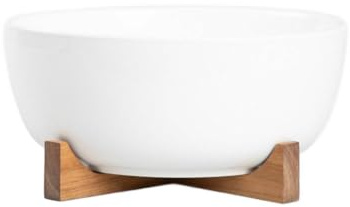HOMLA Ciotola in ceramica MOOKA a base di legno, lavabile in lavastoviglie, 28 x 14 cm, colore bianco, collezione Basic