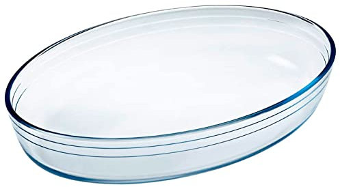Tradineur - Fuente para horno ovalada - Fabricado en Vidrio - Apto para horno, microondas, congelador y lavavajillas - 1,6 Litros - 26 x 18 x 6 cm