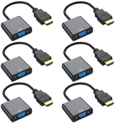 HDMI to VGA Adapter Gold-Plated, Uni-Directional Male to Female Converter Compatible with Computer, Laptop, Monitor, Projector, HDTV, Raspberry Pi, Xbox, Roku