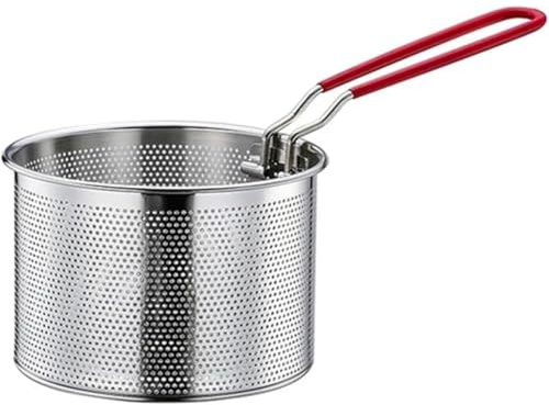 Little Lorien Edelstahl Frittierkorb mit abnehmbaren–pasta sieb für topf,edelstahl siebkorb & frittiersieb–frittierkorb für topf für Küche,Pommes,Gemüse & Nudeln–platzsparend (18 cm)